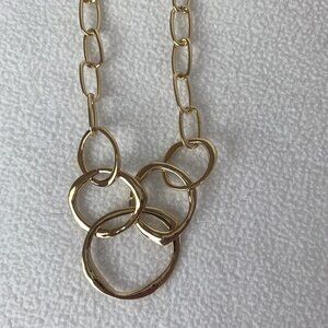 Laura Ashley Gold Tone Chain Fashion Necklace Circles New